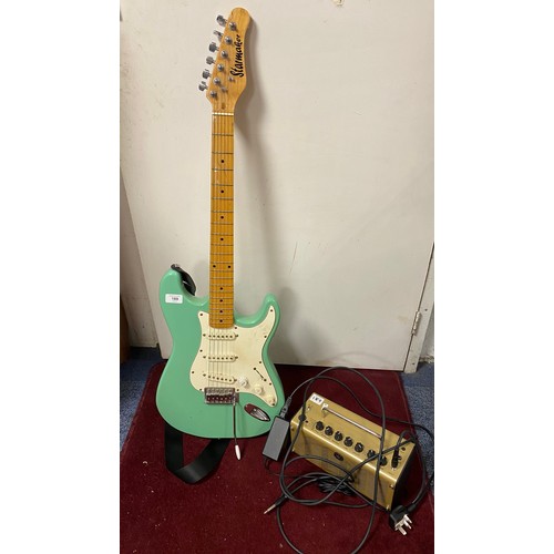 189 - A Starmaker electric guitar, with Yamaha amp and cable -