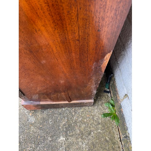 246 - A Victorian mahogany chiffonier, with raised 'C' scroll and leaf back, over frieze drawer and cupboa... 