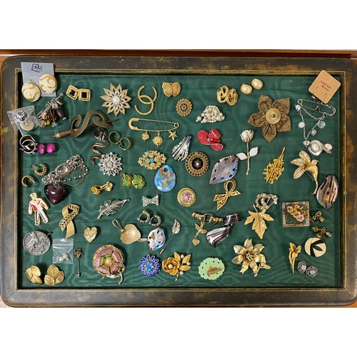 25 - A quantity of costume jewellery,
mostly vintage brooches, earrings and glass pendants -