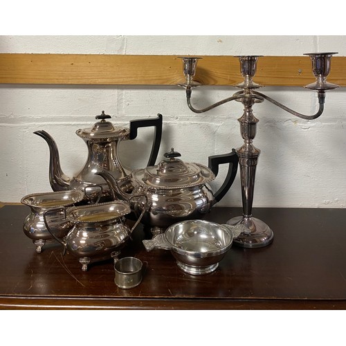 60 - A silver plated teaset, and other platedwares -