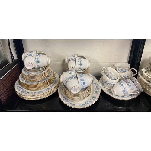 87 - A Colclough part tea and dinner service, decorated with blue flowers and a Duchess Ivy pattern part ... 