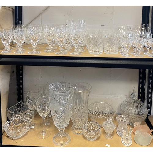 103 - A quantity of crystal glassware, including Royal Doulton cut glasses, large vases etc -