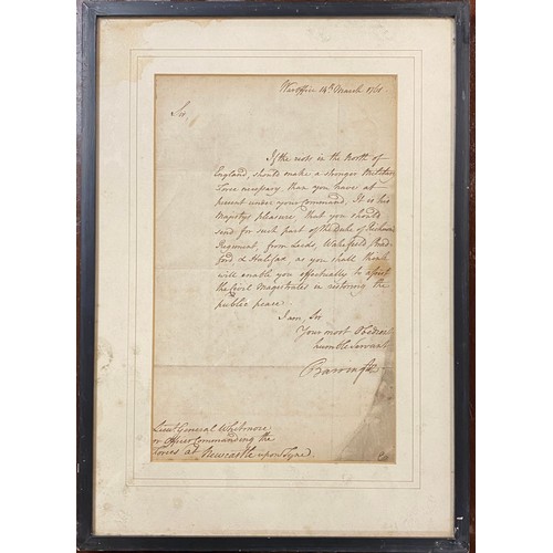 188 - Of Military interest: an 18th century letter from William Barrington to Lieut General Whitmore, date... 