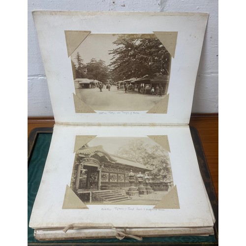 230 - A 19th century album of photographs, some hand tinted, of Japanese and Chinese subjects, including S... 