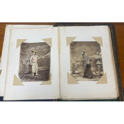 230 - A 19th century album of photographs, some hand tinted, of Japanese and Chinese subjects, including S... 