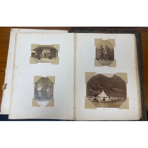 230 - A 19th century album of photographs, some hand tinted, of Japanese and Chinese subjects, including S... 