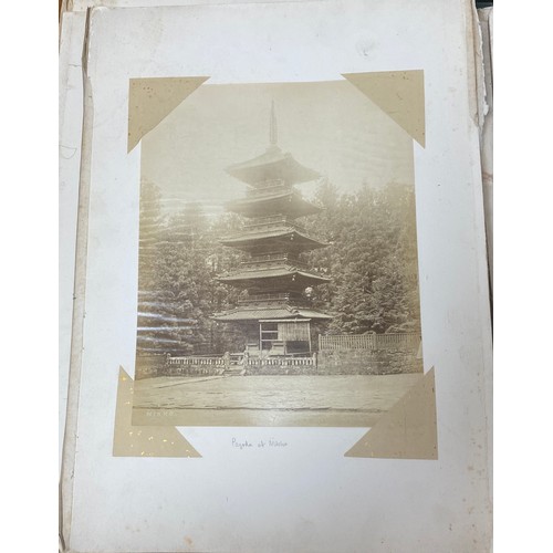 230 - A 19th century album of photographs, some hand tinted, of Japanese and Chinese subjects, including S... 