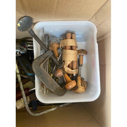 357 - A quantity of tools, to include Leytool drill, wood clamps etc -