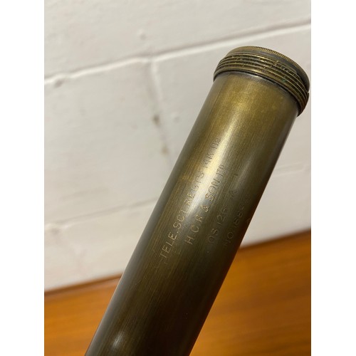 157 - A military issue telescope, stamped Tele Sct Regd Mk 11s, HCR & Son Ltd, No. 18899, in case -