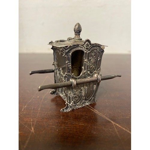 36 - A Hanau silver model of a palanquin/sedan chair, foreign control and GB import marks, in rococo styl... 