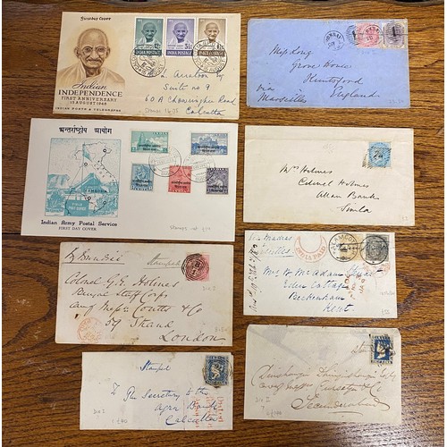 191 - Stamps: India postal history, five QV covers and two later -