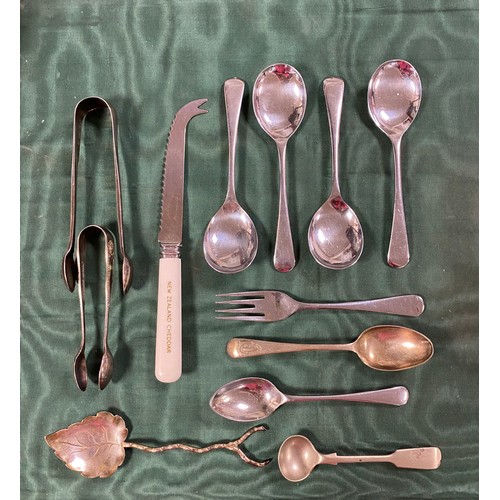 62 - A matched set of 22 silver teaspoons, various dates, another set of four teaspoons, others, and a sm... 