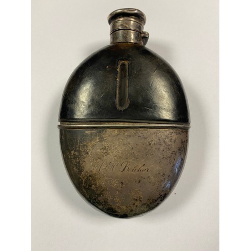 13 - A Victorian silver and glass spirit flask, hallmarks worn -