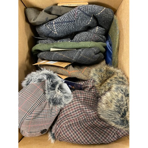 368 - Eight flat caps, various sizes and brands and six deerstalker hats -