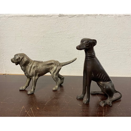 94 - A bronze of a seated dog and another plated dog (2) -