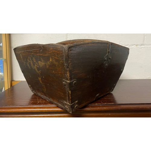 97 - A Chinese carved wooden rice pail -