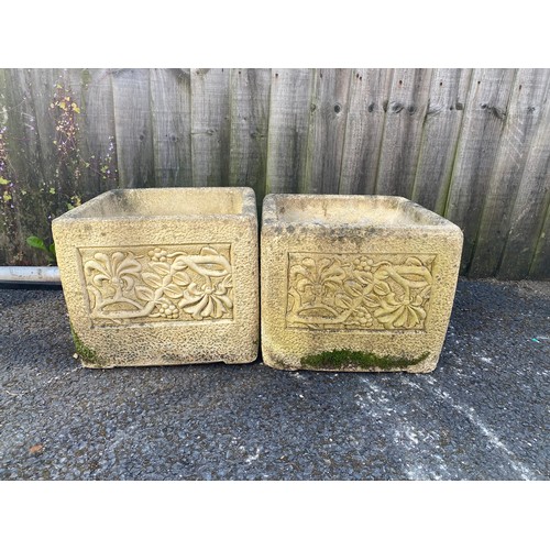 406 - A pair of Cotswold square shaped garden planters -