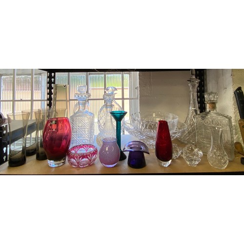 146 - A quantity of cut and coloured glassware -