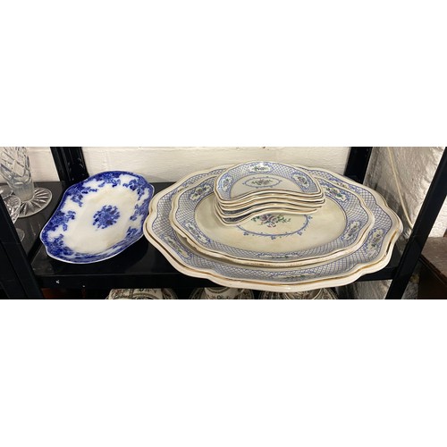 151 - A graduated pair of Mintons Palissy platters and matching crescent shaped dishes, together with a Ca... 