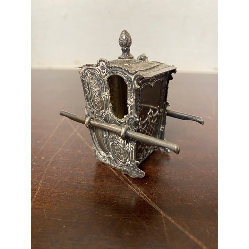 2 - A Hanau silver model of a palanquin/sedan chair, foreign control and GB import marks, in rococo styl... 