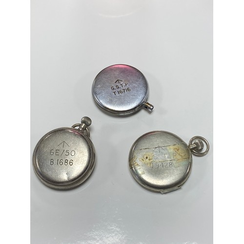 31 - A military issue Jaeger le Coultre open face pocket watch, with subsidiary dial, stamped GSTP & T167... 