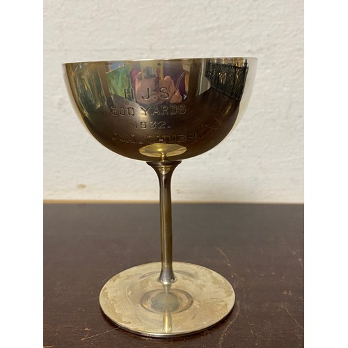 19 - An Edwardian silver goblet, Birmingham 1906, with presentation inscription -