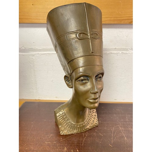 104 - A replica bronze finish Nefertiti bust -