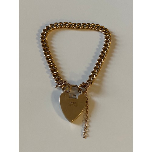 14 - A 9ct gold bracelet with padlock clasp -