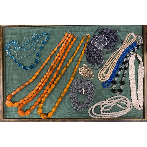19 - Two 1980, Monet crystal set necklaces, similar earrings and a quantity of beads and costume jeweller... 