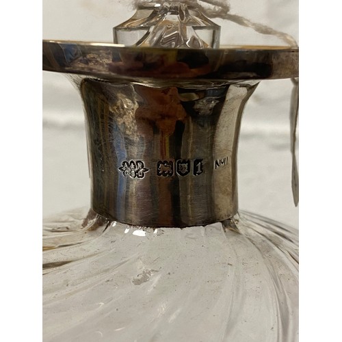 37 - An Edwardian silver collared glug glug decanter with stopper, Army and Navy Stores, London 1906,  -