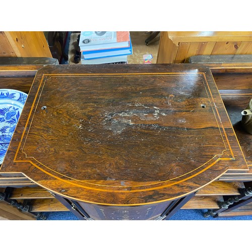 342 - A late Victorian/Edwardian inlaid rosewood display cabinet, fitted with an arrangement of drawers an... 