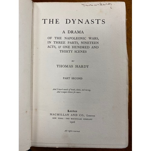 196 - Thomas Hardy:  The Dynasts Volume 2 only, signed, together with other volumes -