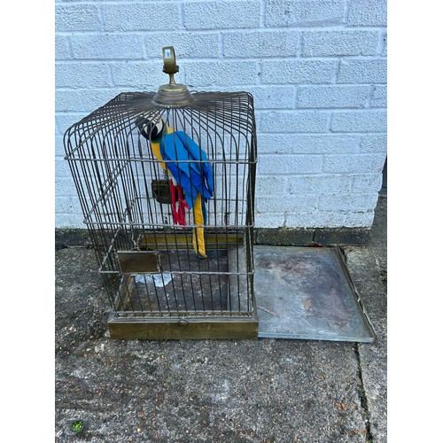 217 - A brass and copper mounted parrot cage -