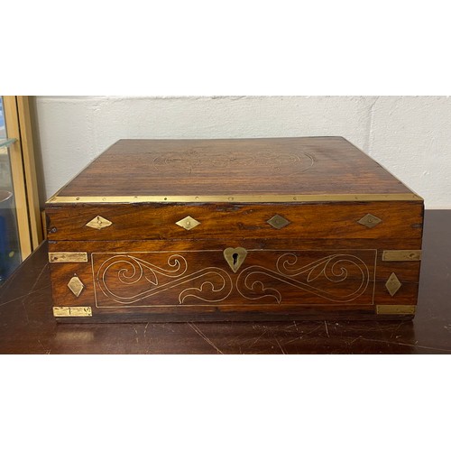 359 - An Indian brass mounted writing box -