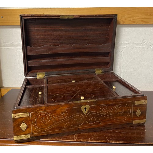 359 - An Indian brass mounted writing box -