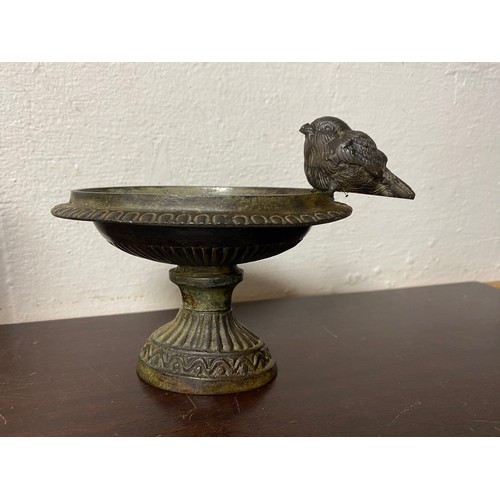 97 - A classical style bronze, cast as a wren seated on a birdbath -