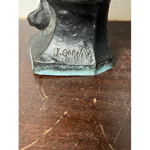 99 - After Jean Garnier, French 19th Century, bronze of a woman, signed, with foundry stamp -