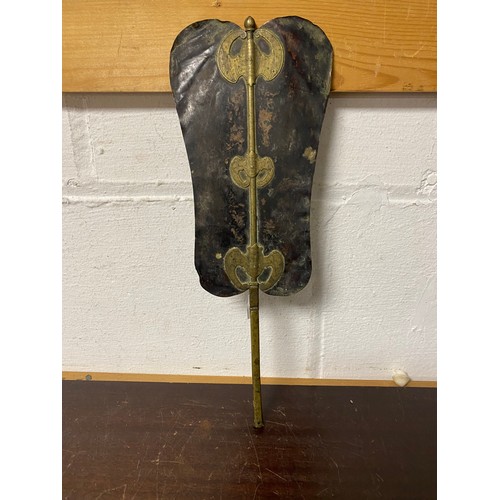 100 - A tortoiseshell fan, together with a shade from a Chinese lamp, the stem modelled with bats -