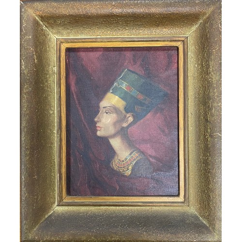 180 - 20th Century School
Bust of Nefertiti
Oil on canvas, together with a study of Burmese dancers (2) -