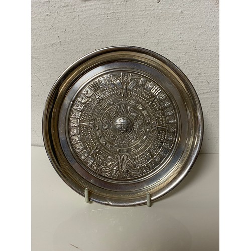 37 - A Mexican white metal calendar dish -