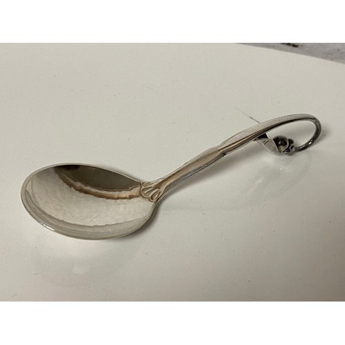 41 - Georg Jensen:  A silver caddy/preserves spoon -