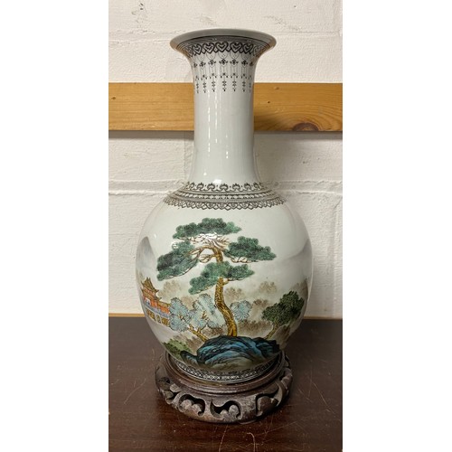 150 - A Chinese vase, enamelled with a landscape -