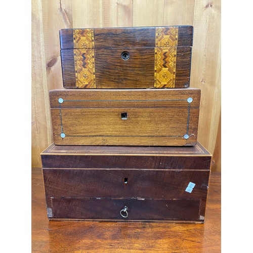 282 - A group of three 19th Century work boxes, (all as found) -