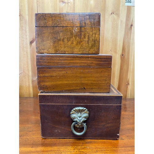 282 - A group of three 19th Century work boxes, (all as found) -