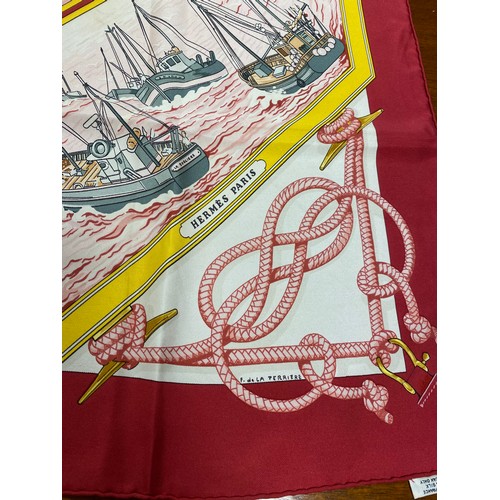 320 - Hermes:  A vintage silk scarf in the Retour de Peche design -