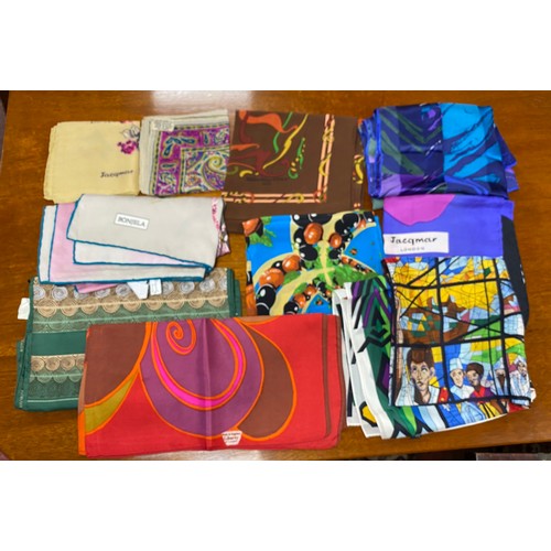 322 - A quantity of vintage silk and other scarves, including Liberty, and three ties, including Pucci -