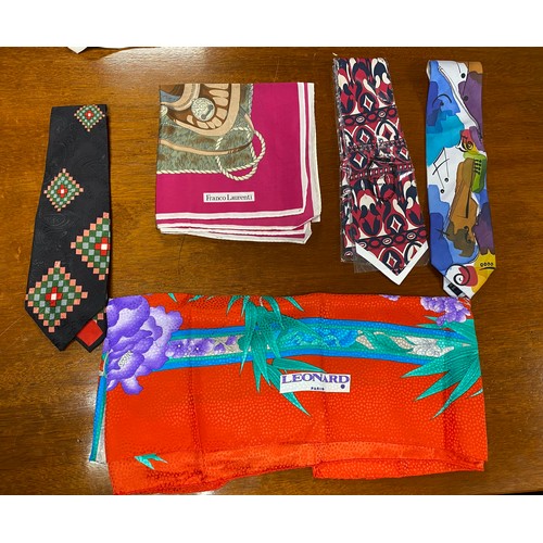 322 - A quantity of vintage silk and other scarves, including Liberty, and three ties, including Pucci -