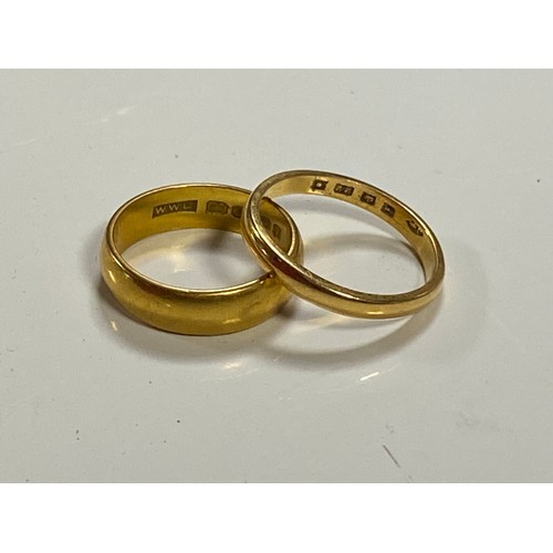 65 - Two 22ct gold wedding bands -