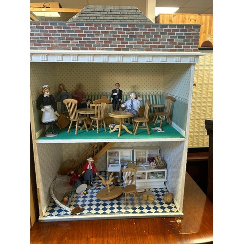 281 - A dolls house, for restoration, with a quantity of furnishings, and another dolls house -