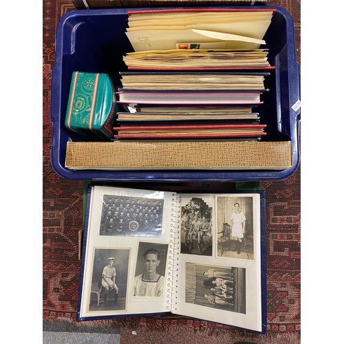 216 - A mixed collector's lot, to include stamps, coins, FDCs, photographs and other ephemera -